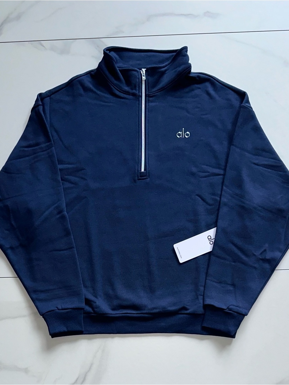 Alo Yoga Accolade 1/4 Zip Pullover Sweatshirt Navy Blue NWT Size Small